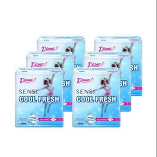 Lốc 6 Gói Băng vệ sinh Diana Sensi Cool Fresh siêu mỏng cánh gói 8 miếng .