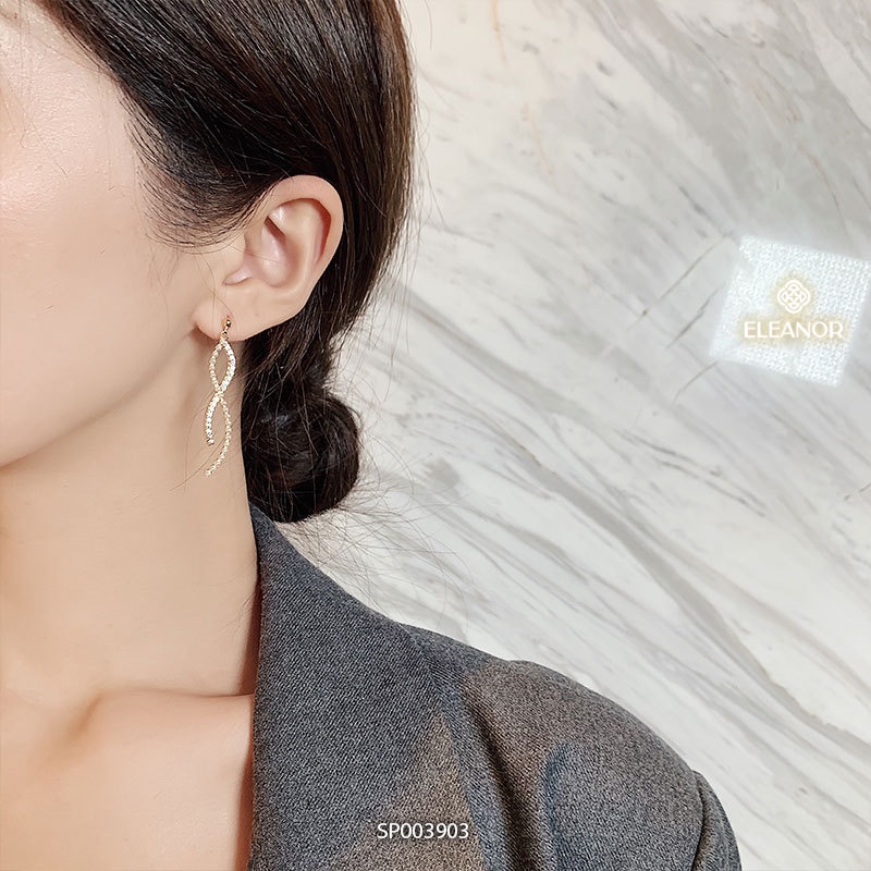 Bông tai nữ dáng dài Eleanor Accessories ngọc trai nhân tạo đính đá hình lượn sóng phụ kiện trang sức 3903