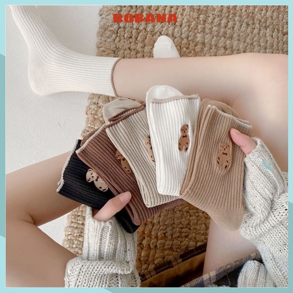 Tất cổ cao nhiều màu in hình đáng yêu đẹp mắt kiểu Hàn Quốc cho nữ ROBANA TN01