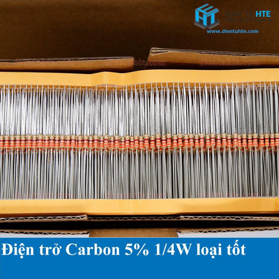 Điện trở 1/4W 5% Carbon các loại loại tốt (Dây 50 con)