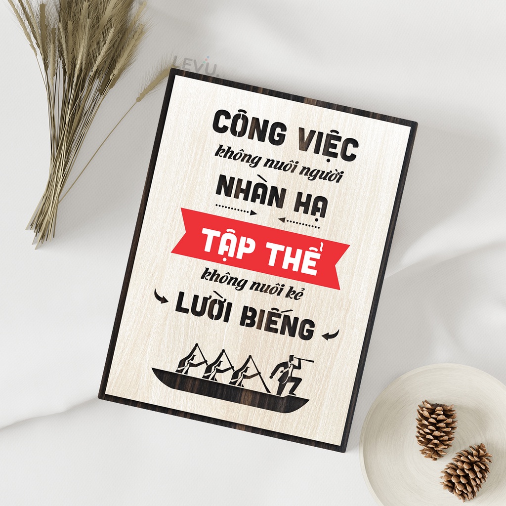 Tranh văn phòng gỗ cổ động tinh thần làm việc hiệu quả mỗi ngày LEVU128