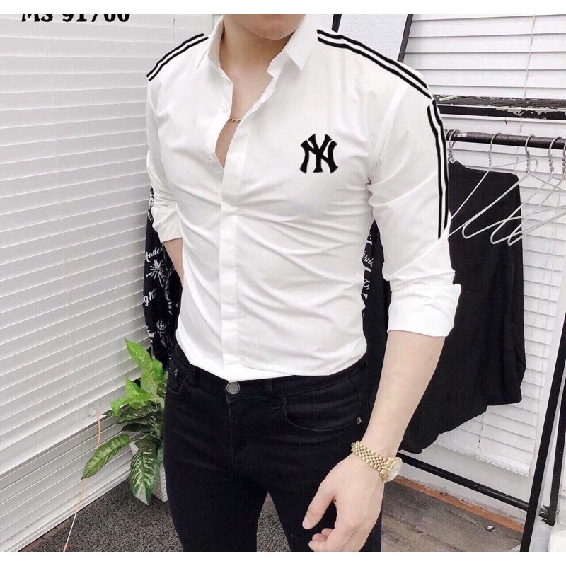 ÁO SƠ MI NAM THÊU LOGO NY VIỀN TAY