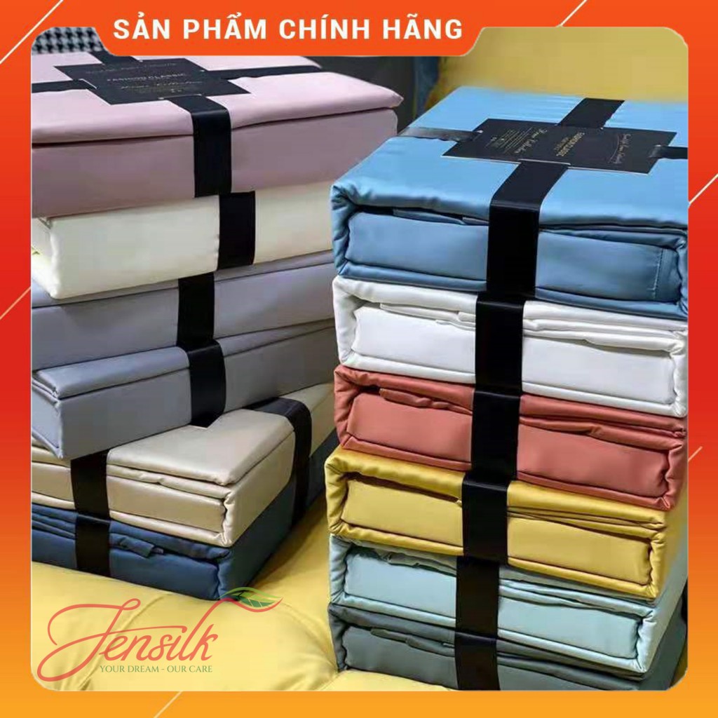 Bộ chăn ga gối lụa Tencel 100% 80s cao cấp, các tone màu mới, hot nhất 2021 siêu mát mịn