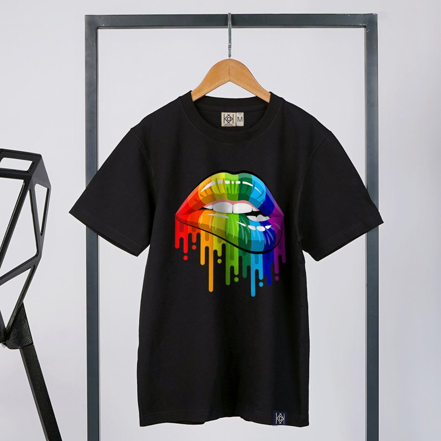 Áo Thun Phông Nam Nữ In Hình Môi 7 Cầu Vồng LGBT Tự Hào Pede Gay Les LGBT Phong Cách Form Hàn Quốc Nhiều KK6008