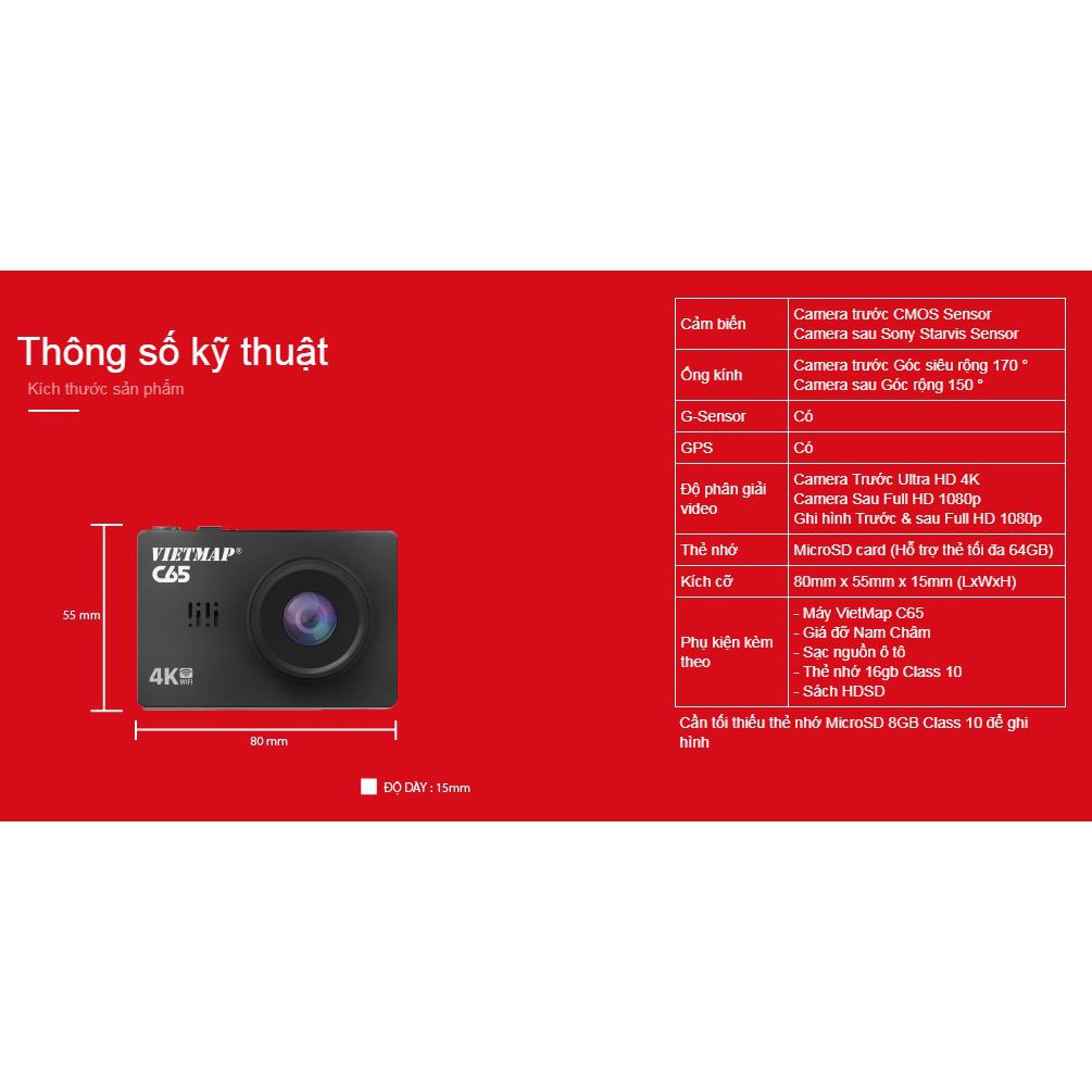 VIETMAP C65 - Camera Hành Trình Ô Tô Màn Hình Cảm Ứng+Thẻ 32GB - Hàng Chính Hãng | BigBuy360 - bigbuy360.vn