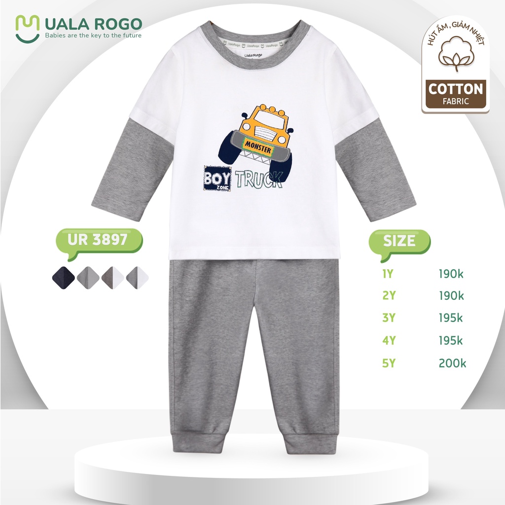 Bộ quần áo dài tay cotton in hình UalaRogo