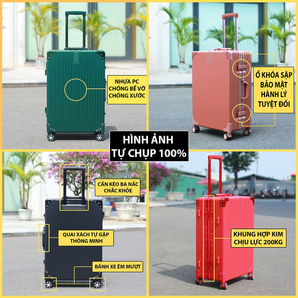 Vali Khung Nhôm Khóa Sập A218 Cao Cấp SIZE 20-24 INCH Chống Bể Vỡ - Chống Trộm