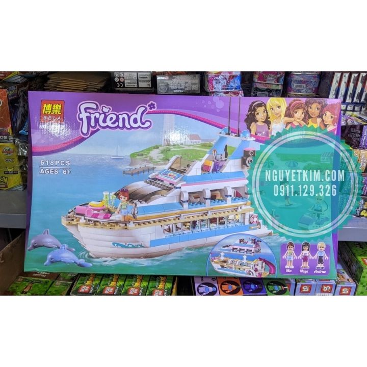 Lắp Ráp Xếp Hình Friends Mô Hình Du Thuyền Cá Heo Của Mia 618 Khối BELA10172