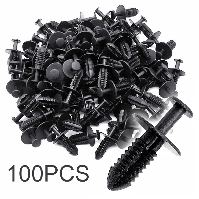 100x 7mm Plastic Rivets Fastener Clips Push Pin For Car Auto Fender Bumper