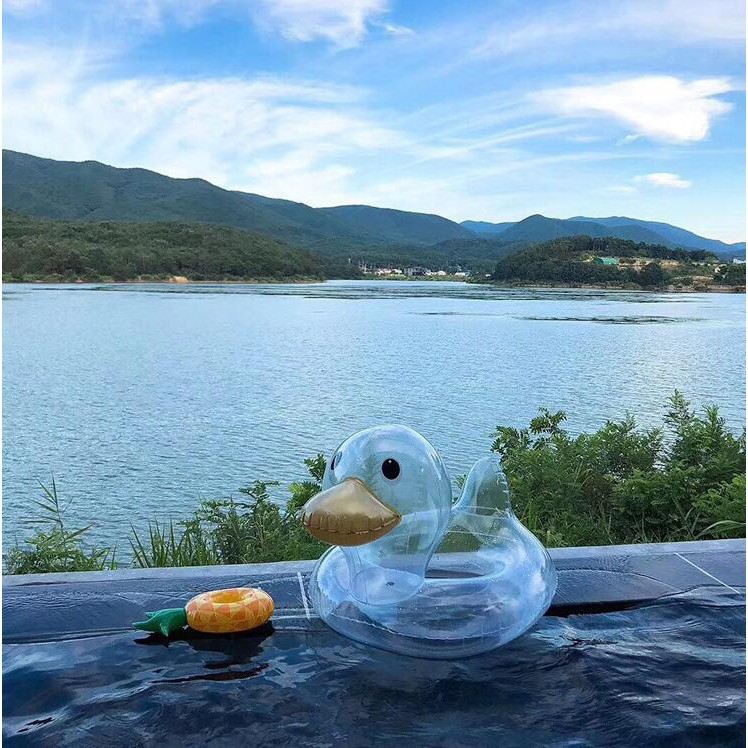 Phao bơi hình chú vịt trong suốt đáng yêu cho bé 1-4 tuổi