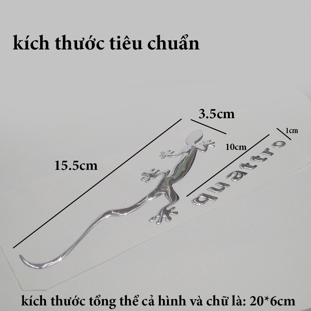 Tem trang trí ô tô, Xe máy Tắc Kè Quattro 3D nổi - TK Bạc