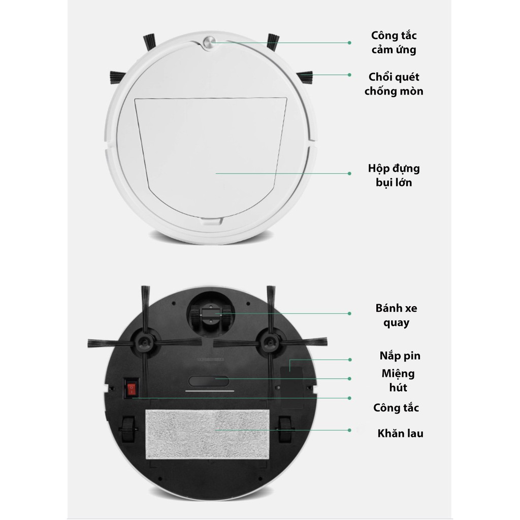 Robot hút bụi máy hút bụi lau nhà thông minh ES33 cảm ứng 1 chạm pin khỏe