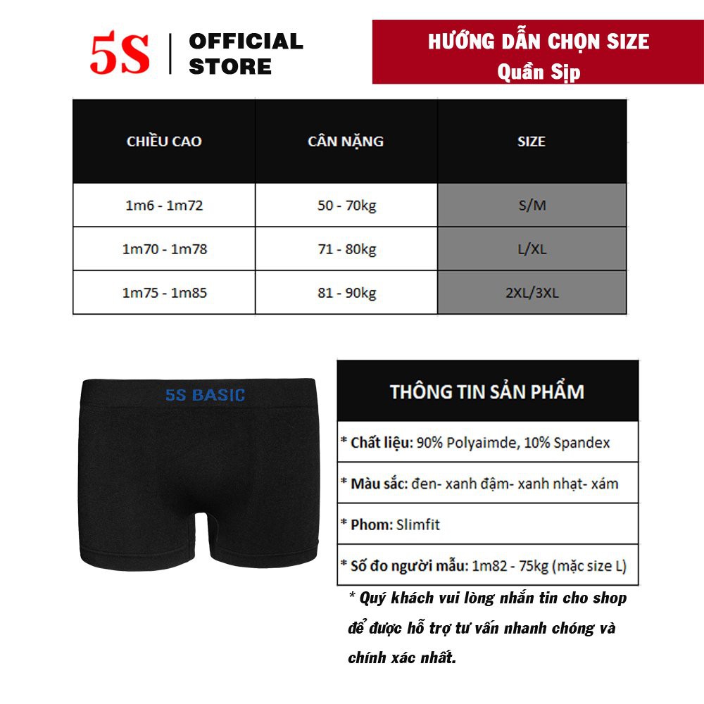 Combo 2 Quần Lót Nam Boxer 5S, Cạp Dệt, Thấm Hút, Co Giãn, Kháng Khuẩn Cực Tốt (2C-BOX22002)