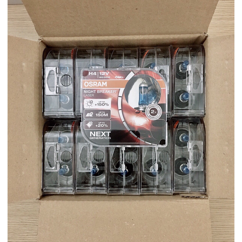Bộ 2  Bóng Đèn Osram H4,siêu sáng Tăng Sáng 150% VÀ 200%, Bóng Đèn Osram H4 12V 55W Tăng Sáng