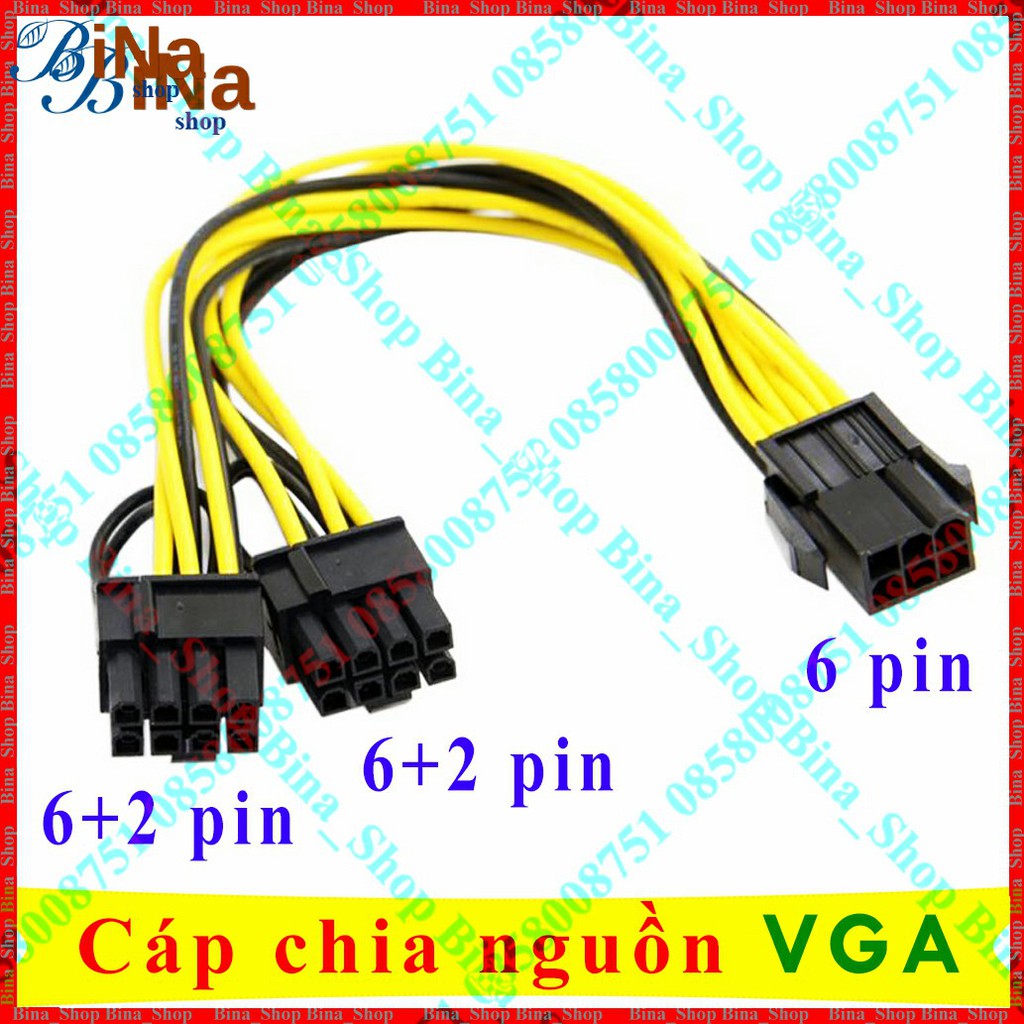 Cáp chia VGA 6 pin ra 2 đầu 8 pin (6+2)