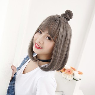 Tóc giả nguyên đầu ngang vai cúp đuôi 35cm - Tặng lưới tóc - Mã 8057