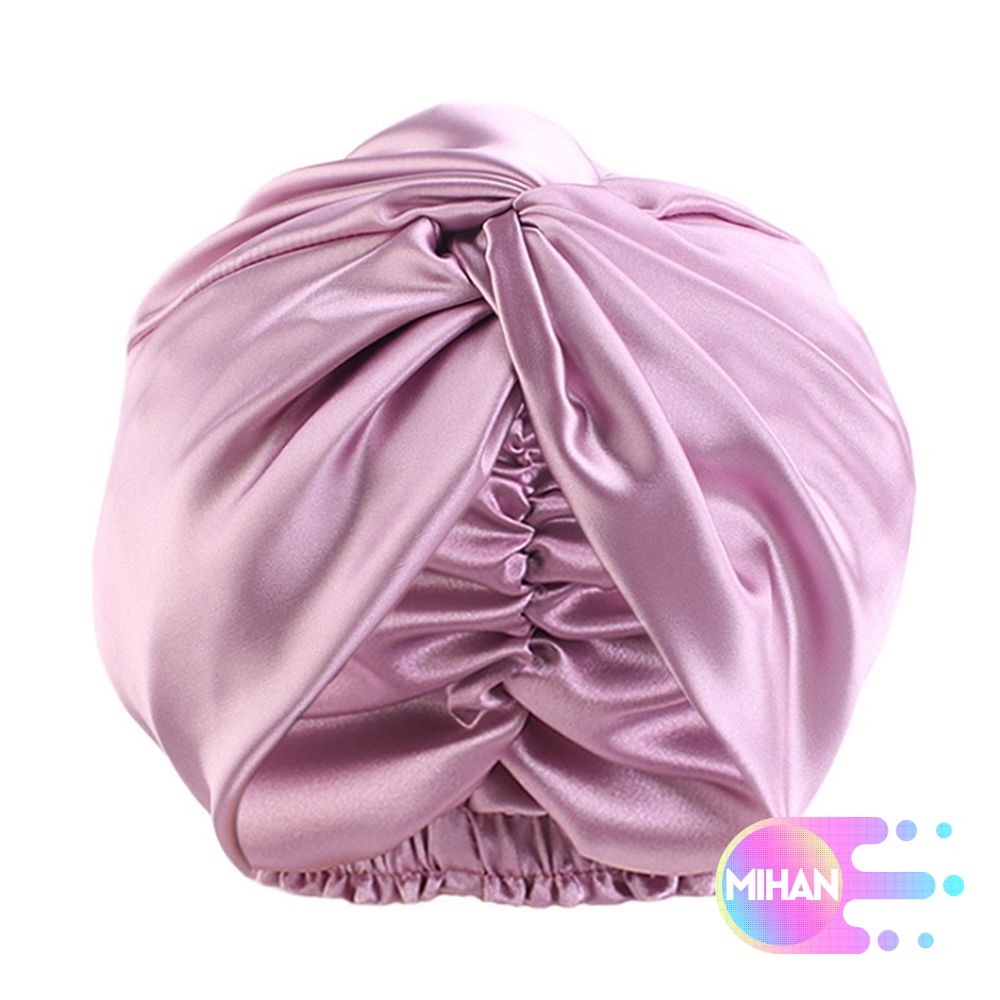 Mũ trùm đầu bằng vải satin co giãn nhiều màu sắc dùng khi ngủ / chăm sóc tóc dành cho nữ