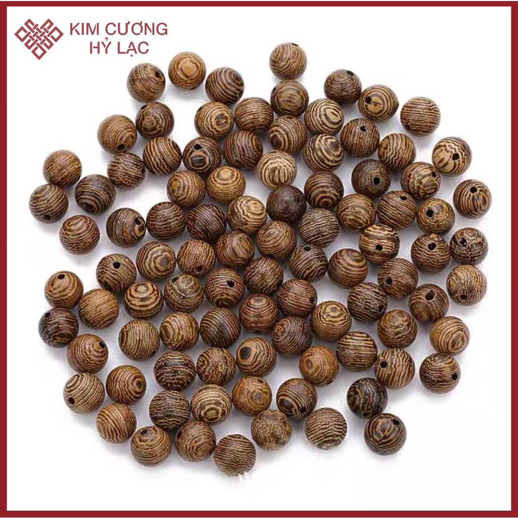 Chuỗi Đeo Tay Vòng Phong Thuỷ 108 Hạt, Gỗ Mân Đuôi Công Gỗ Cánh Gà Tự Nhiên Size 6, Size 8Mm 108 Hạt  _ Kim Cương Hỷ Lạc