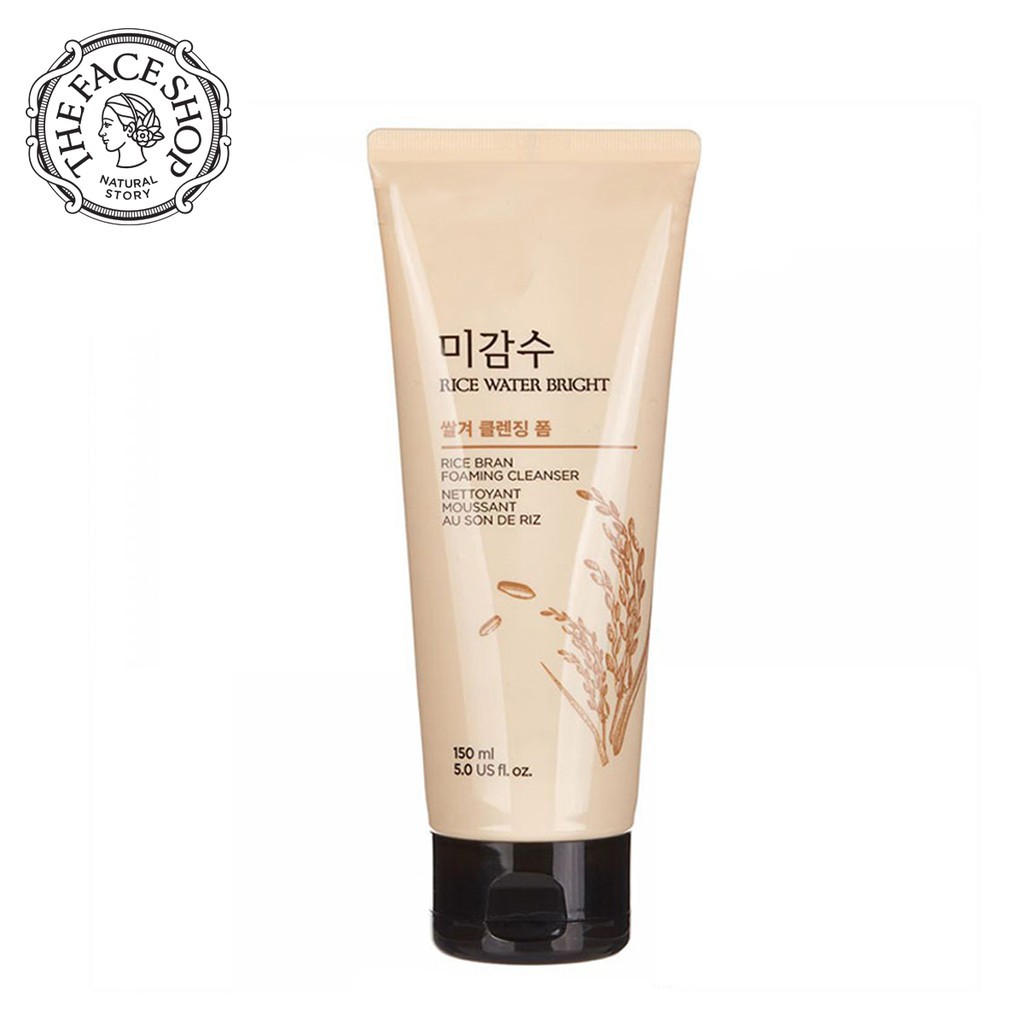 S­ữa Rửa Mặt Làm Sáng Da Chiết Xuất Gạo The Face Shop Rice Water Bright Rice Bran Cleansing Foam 150ml (Chứa Hạt Mát Xa)