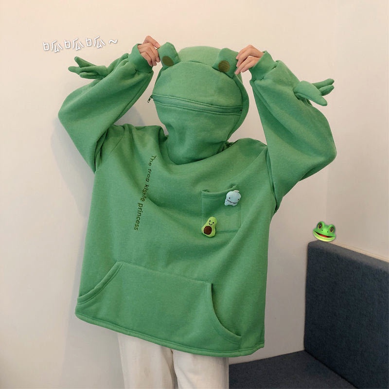 Áo Hoodie Lông Cừu Kiểu Dáng Chú Ếch Vui Nhộn Phong Cách Hàn Quốc TTJ265