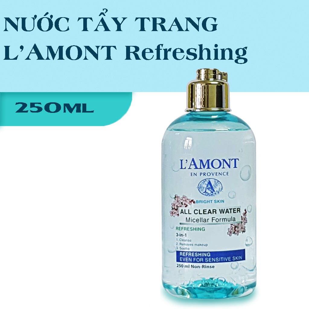 Nước Tẩy Trang LAmont Tươi Mát Sáng Da All Clean Water Micellar Fomula Refreshing 250ml/chai