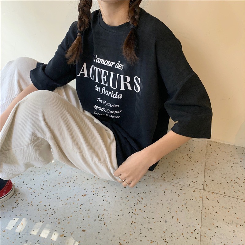 Áo thun nữ cổ tròn in hình Acteurs Vải cotton thoáng mát, Áo phông tay lỡ unisex form rộng oversize streetwear | WebRaoVat - webraovat.net.vn