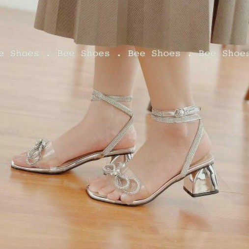 Sandal nữ cao 5cm quai đính đá lấp lánh tiểu thư sang chảnh