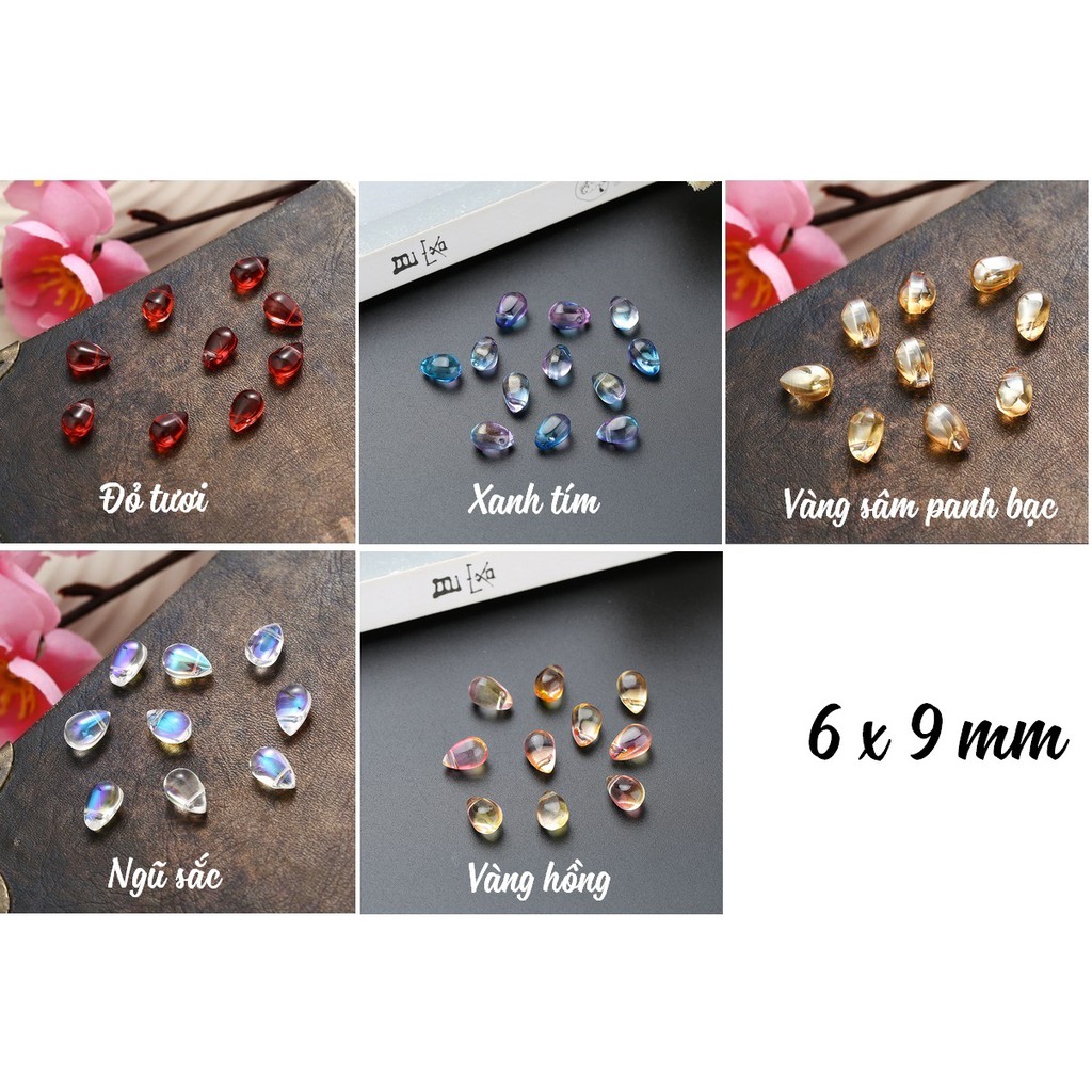 5 Hạt Giọt Lệ có lỗ xỏ làm phụ kiện