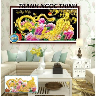 Xả kho Freeship 250k Toàn Quốc-Tranh đính đá cao cấp long phụng sum vầy Y8122 Kích thước: 120x65cm- Ngocthinhshop