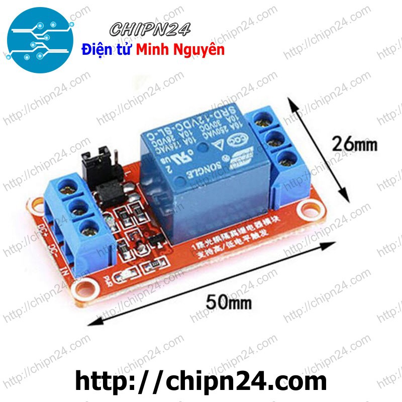 [1 CÁI] Module 1 Relay với Opto cách ly V2 (tùy chọn mức kích)