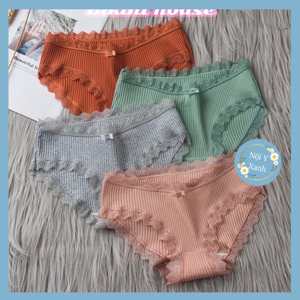Quần Lót Nữ Cotton viền ren gân tăm kháng khuẩn hoạ tiết viền ren sexy điệu đà Mẫu 029 chất đẹp, thoáng hút mồ hôi