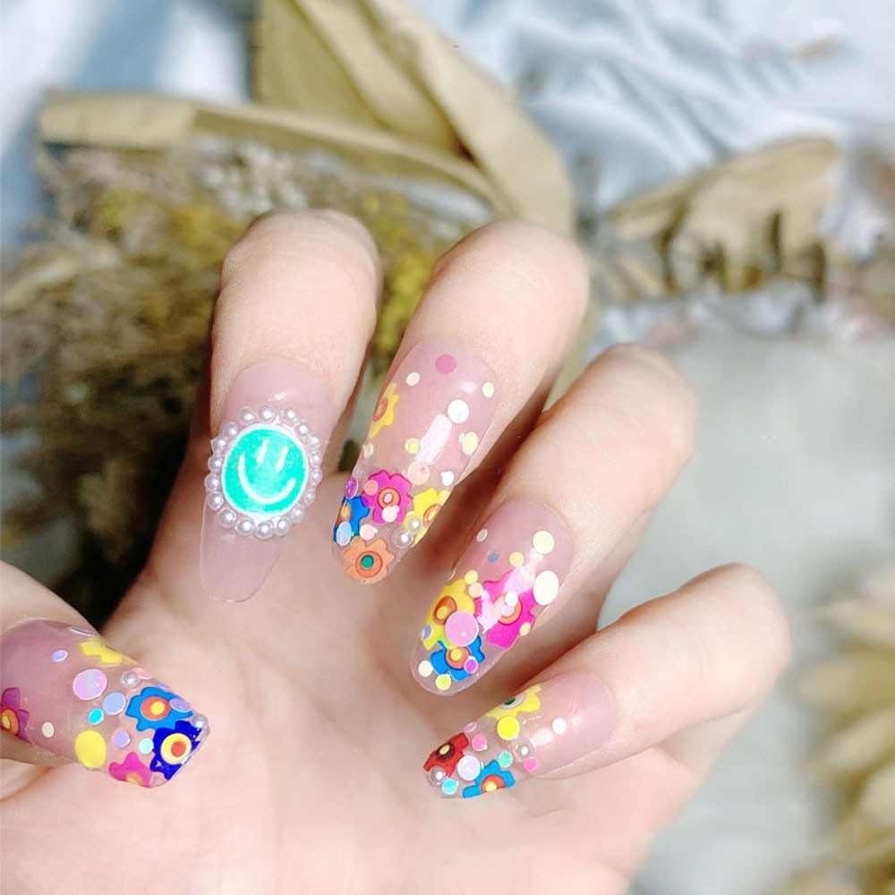 [Hàng mới về] Nhãn Dán Trang Trí Móng Tay Hình Hoa Cười Xinh Xắn