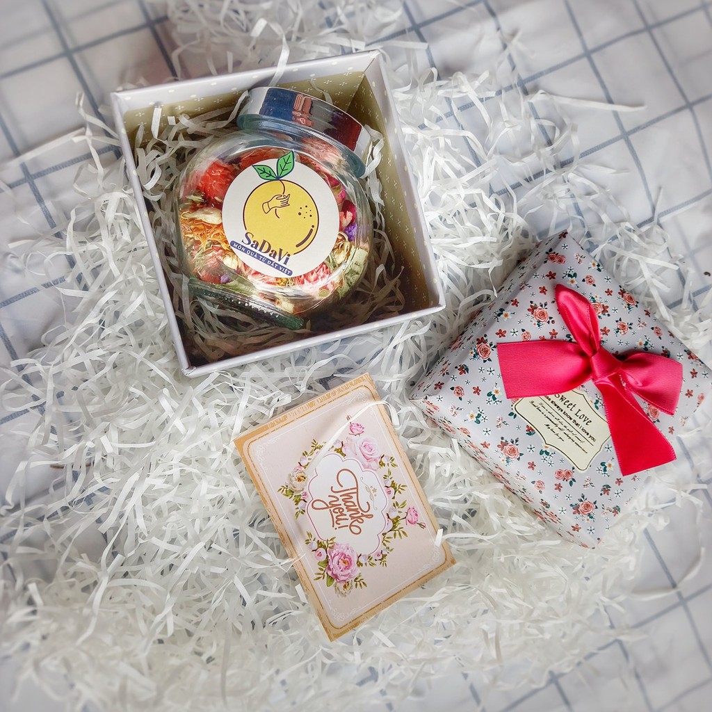 Hộp Quà Tặng Trà Hoa Ý Nghĩa (Được Chọn Trà Hoa Các Vị) - Set 01 Trà Hoa Hũ Tròn | BigBuy360 - bigbuy360.vn