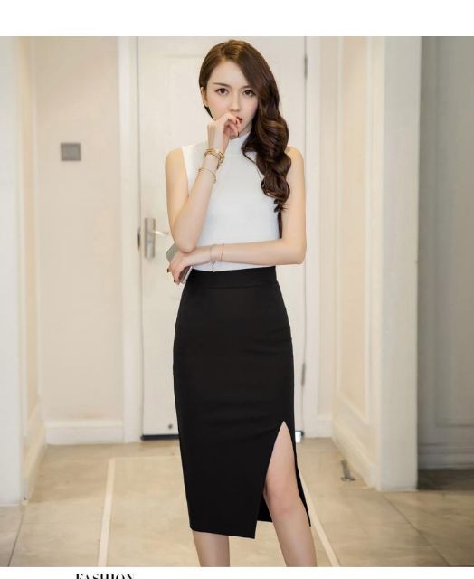 M17-Chân váy bút chì dài qua gối xẻ đùi trước | BigBuy360 - bigbuy360.vn