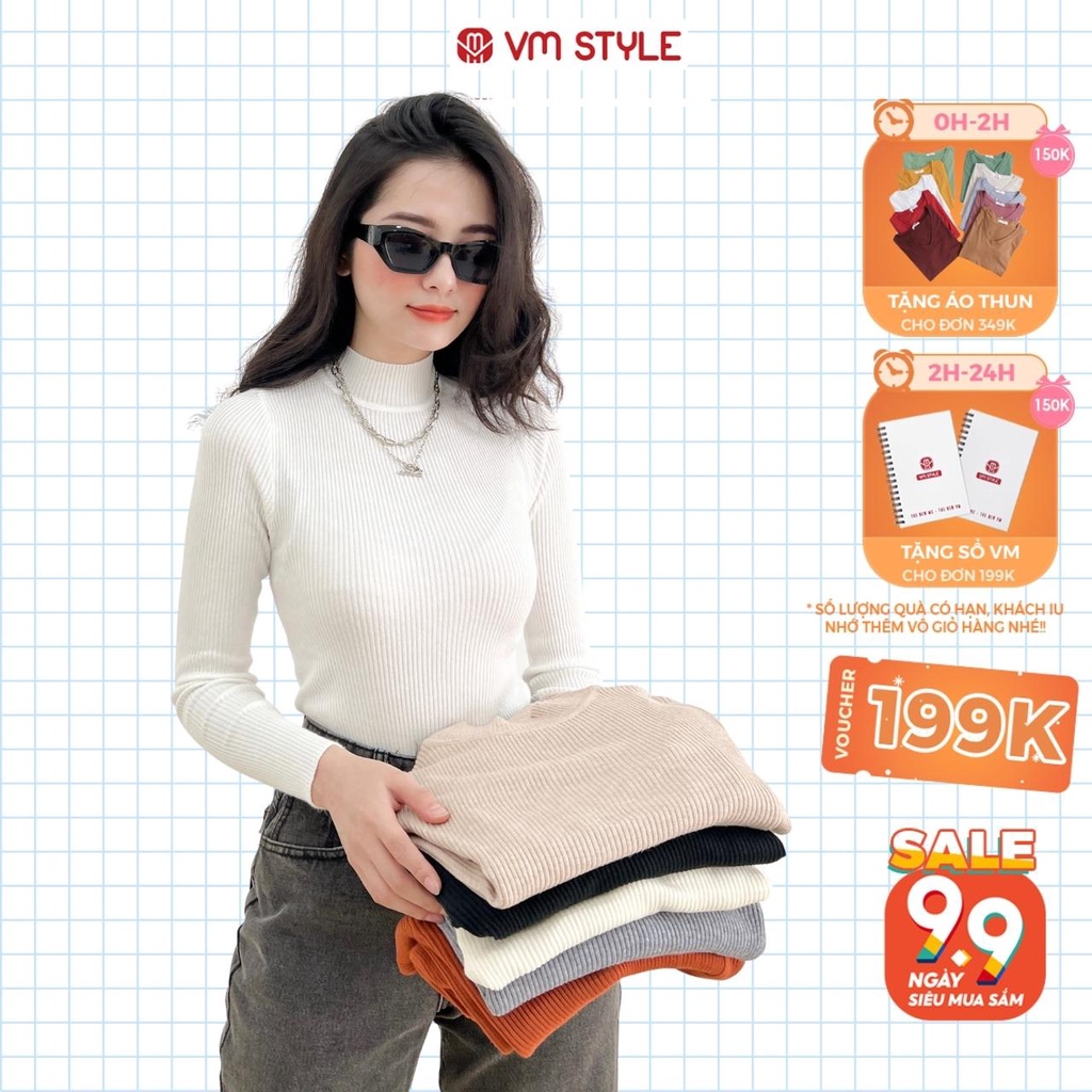 Áo len nữ tay dài cổ cao form đẹp thu đông ulzzang thời trang VM STYLE ALU00064