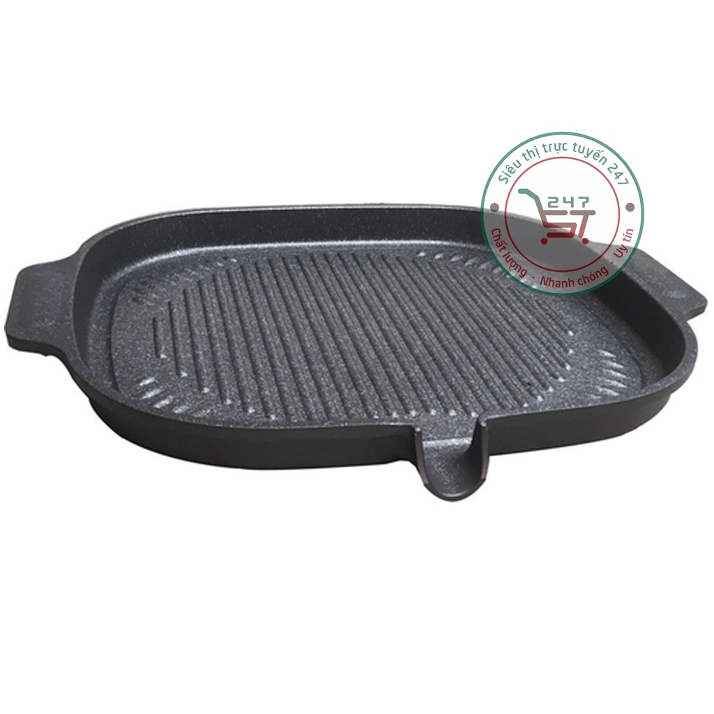 Chảo nướng hình bầu chống dính 31x28cm nướng thịt thơm ngon Chảo nướng bếp cồn tiện dụng