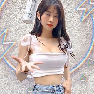 Áo 2 dây croptop thắt nơ - áo quây ngực buộc vai nơ ren hot 2020 - áo 2 dây