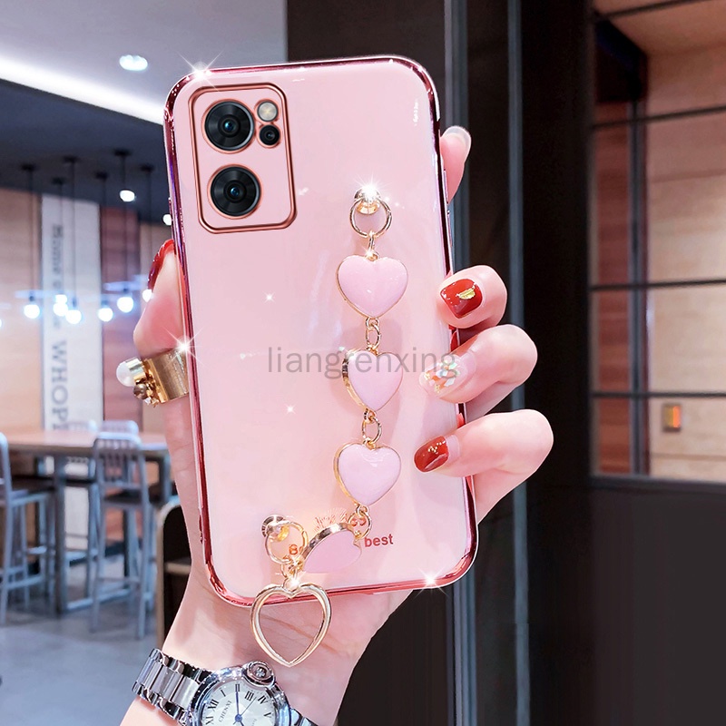 Ốp lưng oppo reno 7 5g oppo reno 7z 5g oppo reno7 z 5G oppo reno 7 z 5g Ốp Điện Thoại Silicon Mềm Gắn Dây Đeo Cổ Tay Hình Trái Tim Cho oppo reno 7 reno 7z reno7 z 5G