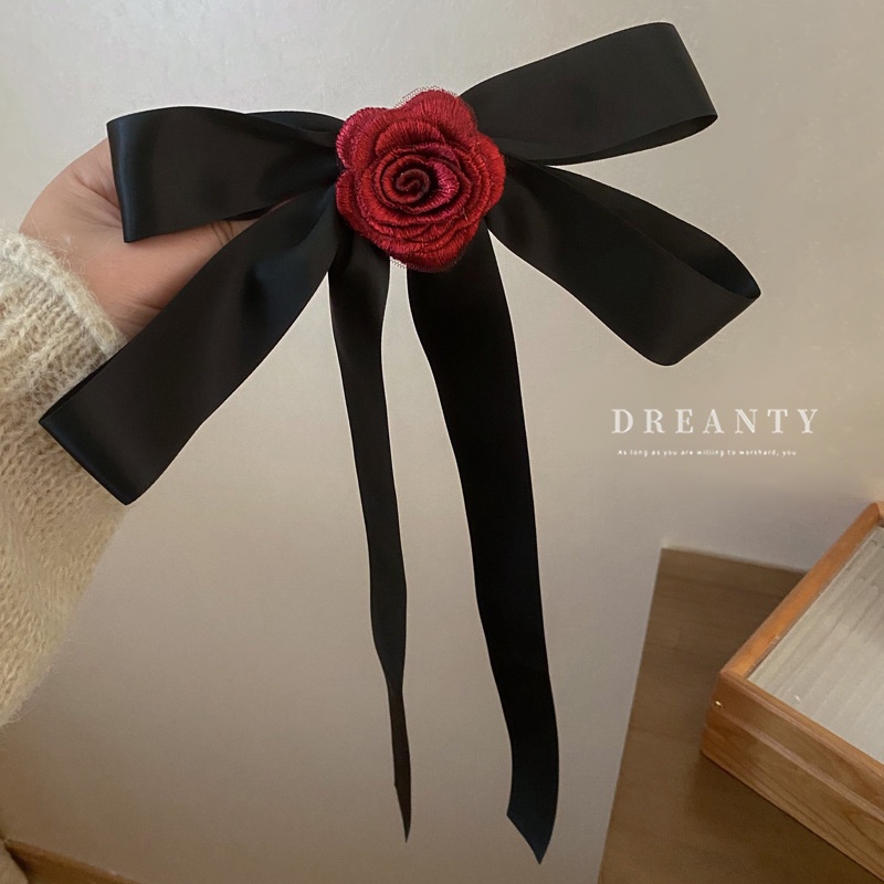 Kẹp Tóc Vải Satin Hình Hoa Hồng Phong Cách Pháp Thời Trang Cho Nữ