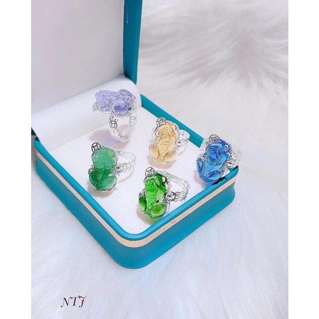 Nhẫn nữ bạc thật thân kim tiền gắn đá tỳ hưu đủ màu theo mệnh - Kho sỉ bạc Nhất Linh