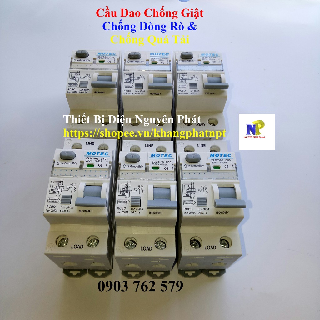 [MOTEC] Cầu Dao Chống Giật Chống Dòng Rò & Chống Quá Tải