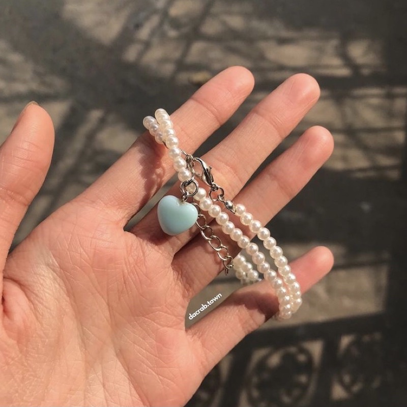 Vòng cổ đám mây dưới biển | vòng cổ hạt trai kết hợp charm trái tim | necklace by dacrab.town