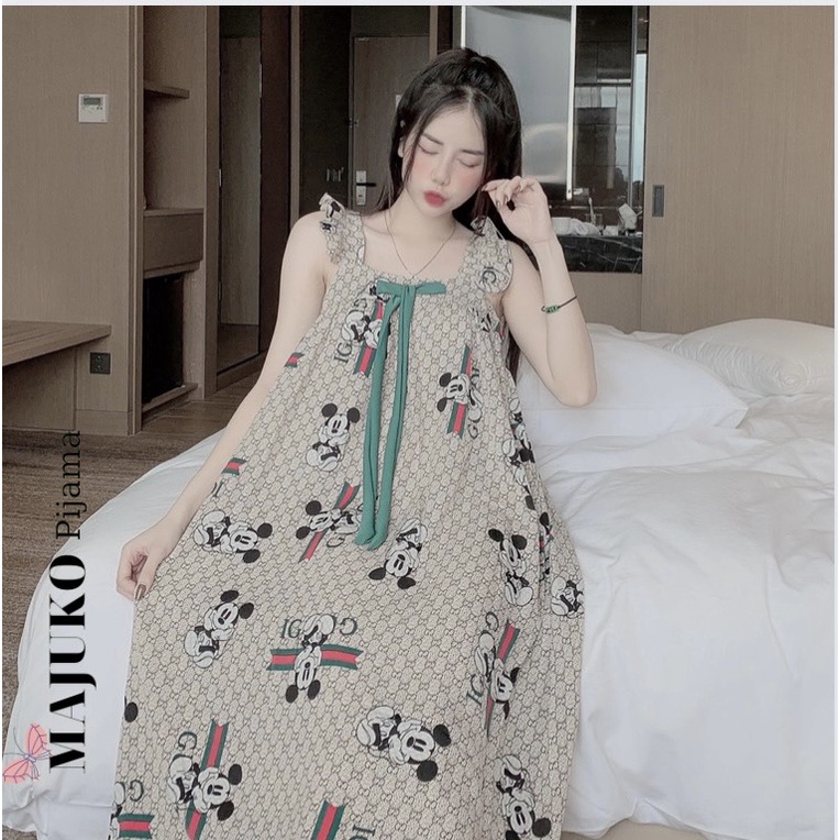 Váy 2 dây dáng dài đi biển sexy xinh đẹp lụa ngủ mango cao cấp MAJUKO QAo
