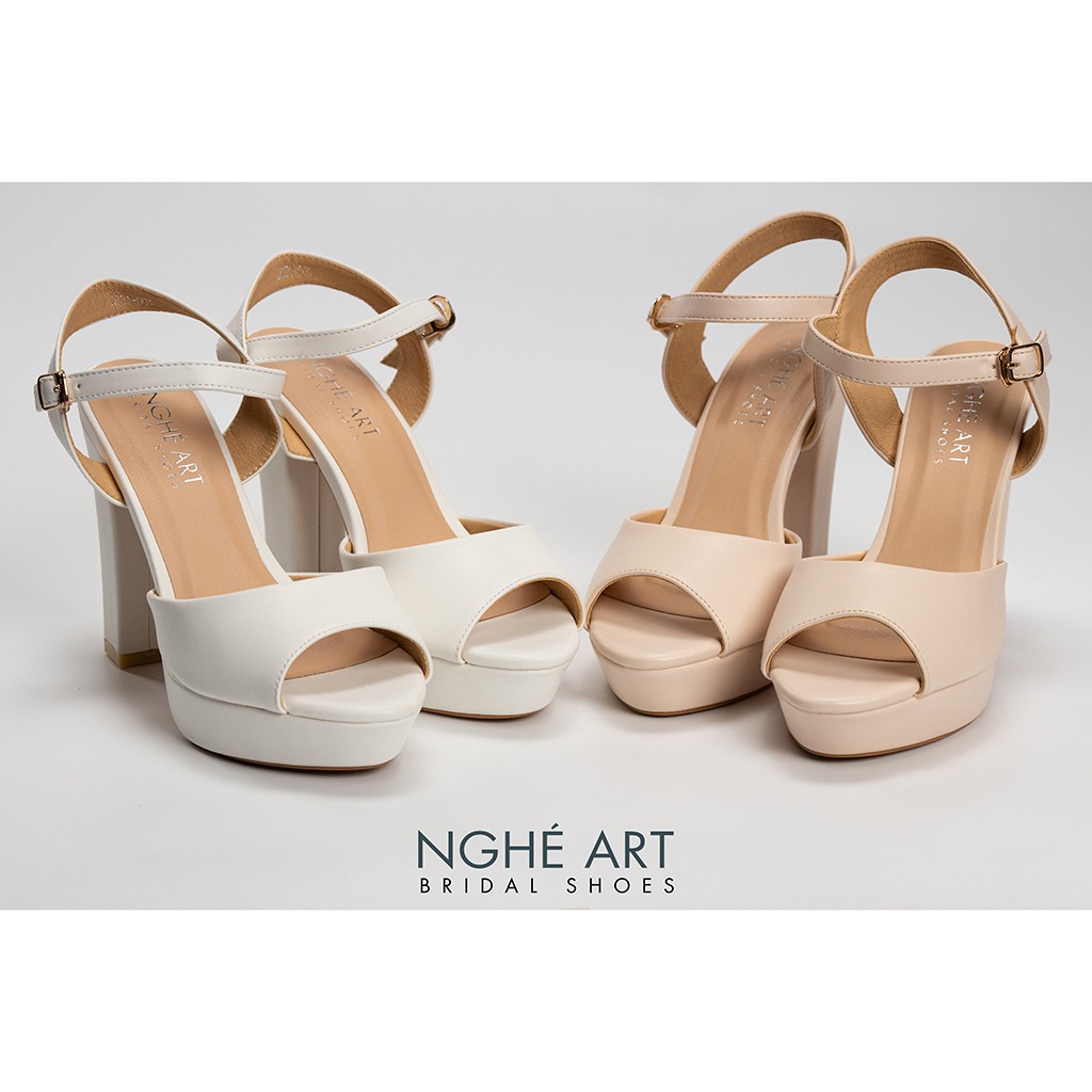 Giày cưới Nghé Art basic cao gót 12 phân quai sandal mũi đúp 203