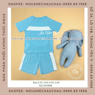 Bộ Kid Cộc Tay Bé Trai Xanh Nhạt Trắng (Size Từ 2-3 Year Đến 5-6 Year) NOUS