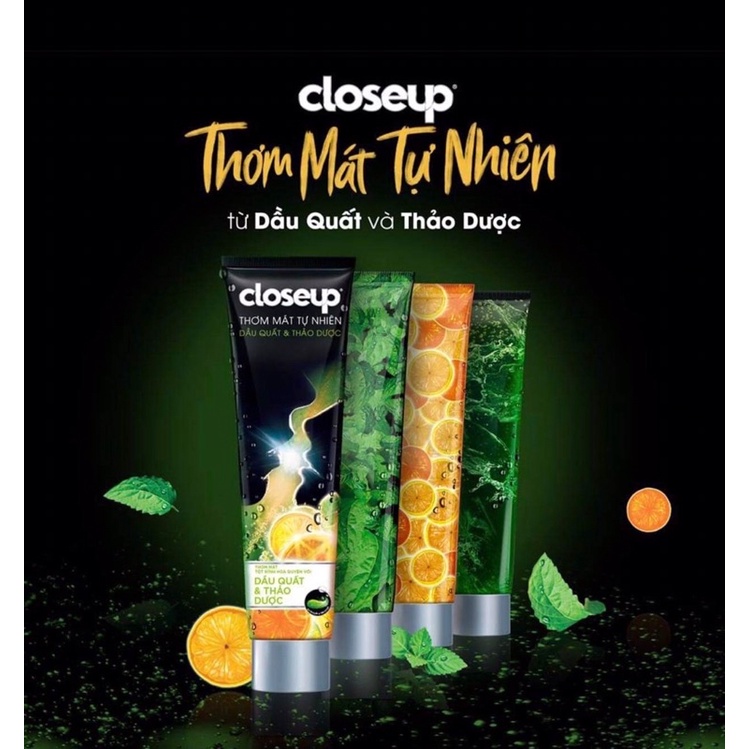 Kem đánh răng dạng gel sạch khuẩn Closeup Thơm Mát Tự Nhiên Dầu Quất, Thảo Dược 230g