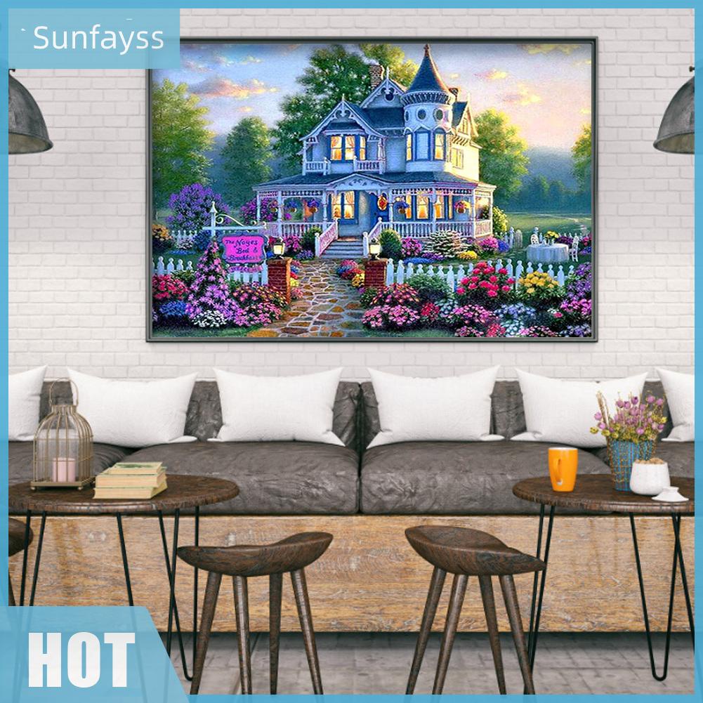 Bộ Tranh Thêu Chữ Thập Tự Làm Hình Phong Cảnh Trang Trí Sân Vườn