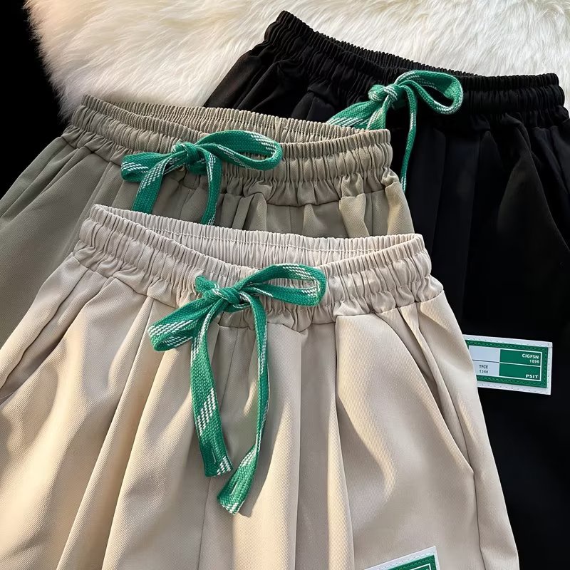 Quần ống rộng Vải Lụa Lạnh Mỏng Màu Trơn Thời Trang Đường Phố Mỹ 2022 Chất Lượng Cao Cho Nam