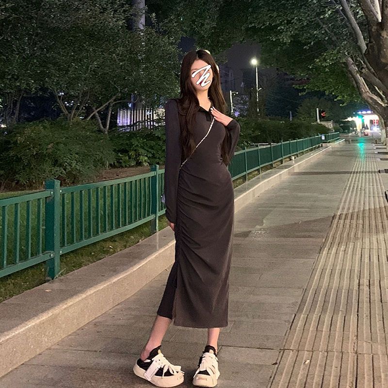 COZOK Váy polo Tay Dài Form Ôm Xẻ Tà Hợp Thời Trang