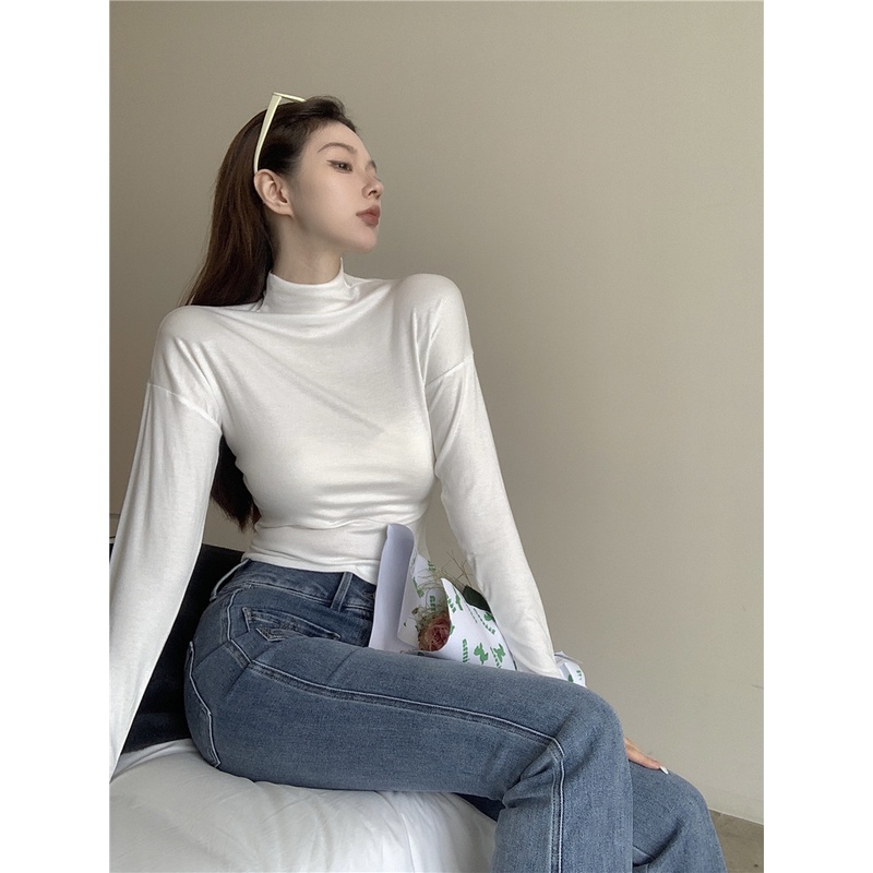 Áo Len Tay Dài Cổ Lọ Thời Trang Phong Cách Hàn Quốc Cho Nữ